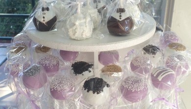 Our Wedding Cake Pops and Tuxedo cake pops